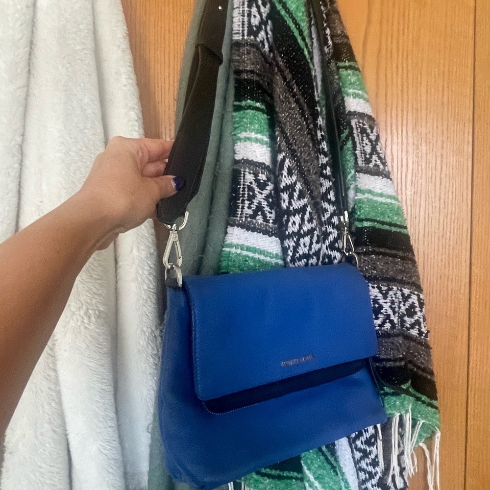 Michael Kors Royal Blue Leather Shoulder Bag with Black Strap